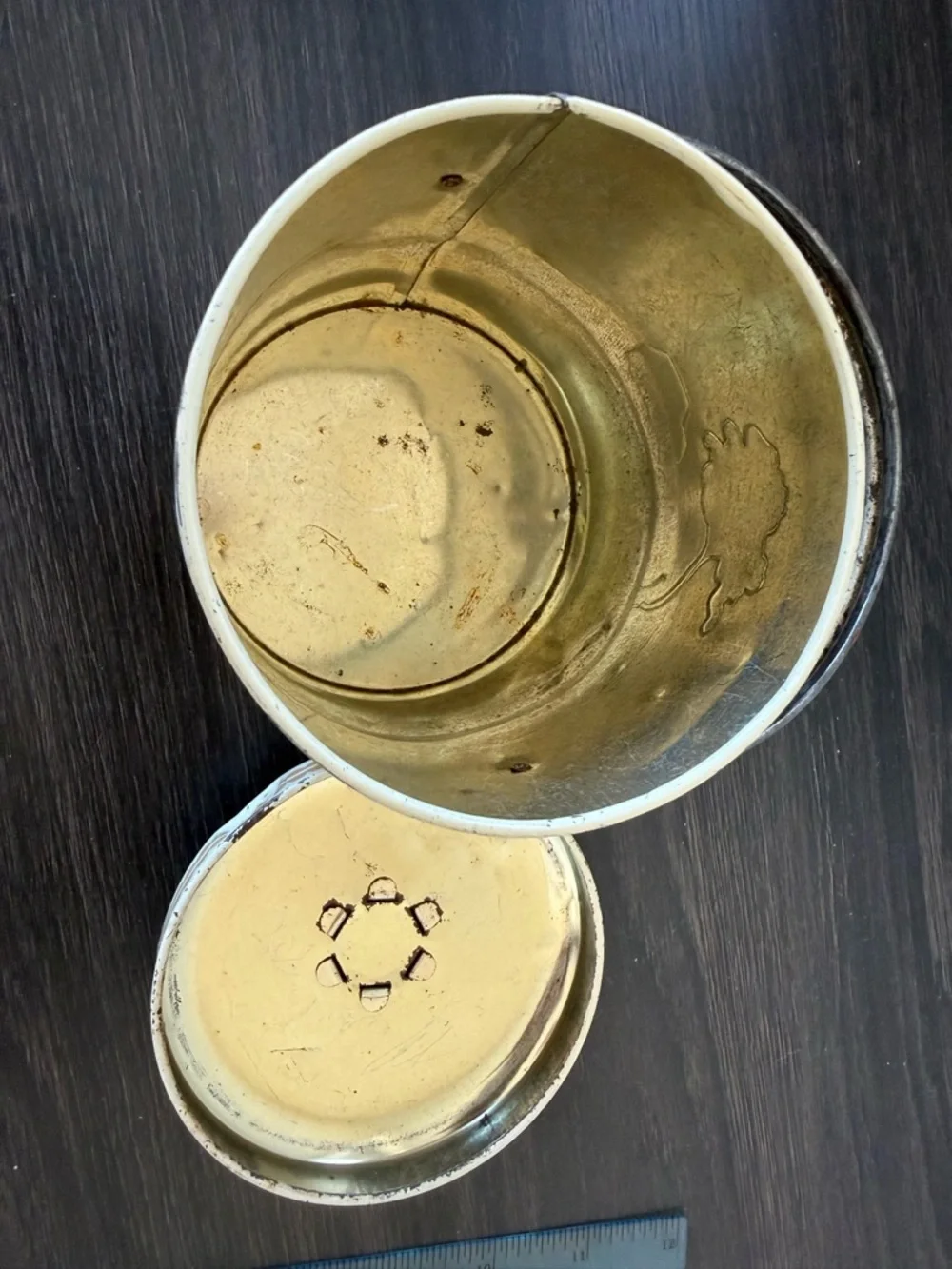 Vintage Murray Allen Imports pastoral Tin‎ with lid and handle